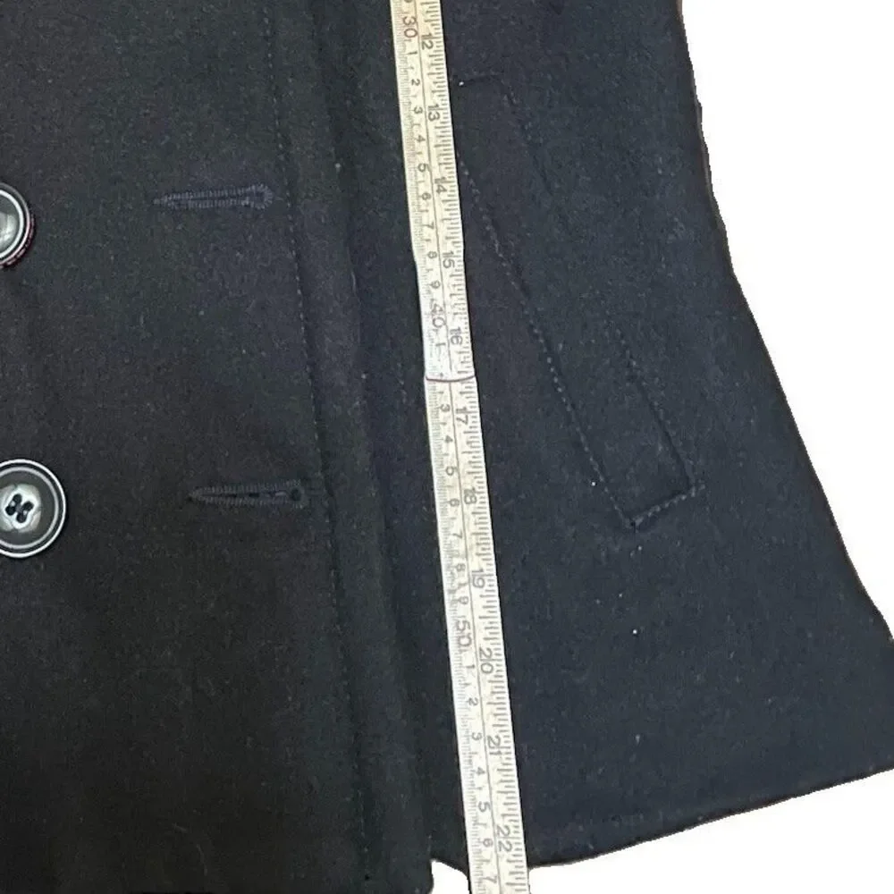 Superdry The Rookie Peacoat Jacket Black Wool Blend Double Breasted Women S